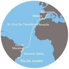Brazílie, Španělsko z Rio de Janeira na lodi Costa Favolosa