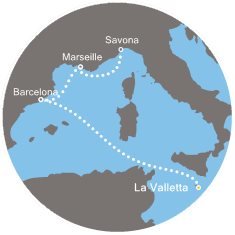 Malta, Španělsko, Francie, Itálie z Valletty na lodi Costa Fascinosa