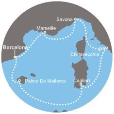 Španělsko, Itálie, Francie z Palma de Mallorca na lodi Costa Diadema