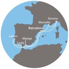Španělsko, Itálie, Francie, Portugalsko z Barcelony na lodi Costa Favolosa