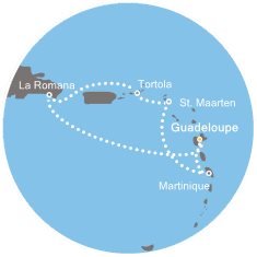 Guadeloupe, Dominikánská republika, Britské Panenské ostrovy, Svatý Martin, Martinik z Pointe-à-Pitre, Guadeloupe na lodi Costa Favolosa