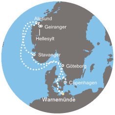 Německo, Dánsko, Norsko, Švédsko z Warnemünde na lodi Costa Favolosa