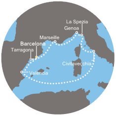 Španělsko, Itálie, Francie z Barcelony na lodi Costa Fortuna
