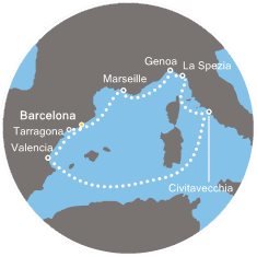 Španělsko, Itálie, Francie z Barcelony na lodi Costa Fortuna