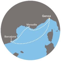 Itálie, Francie, Španělsko z Janova na lodi Costa Fortuna