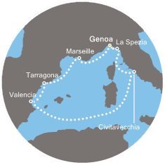 Francie, Španělsko, Itálie z Marseille na lodi Costa Fortuna