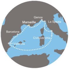 Francie, Španělsko, Itálie z Marseille na lodi Costa Fortuna