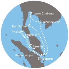 Singapur, Thajsko, Kambodža, Malajsie na lodi Costa Fortuna