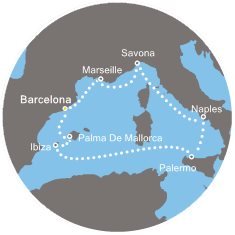 Francie, Itálie, Španělsko z Barcelony na lodi Costa Fascinosa
