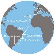 Argentina, Brazílie, Portugalsko, Itálie z Buenos Aires na lodi Costa Pacifica