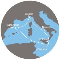 Španělsko, Itálie, Malta z Barcelony na lodi Costa Fascinosa