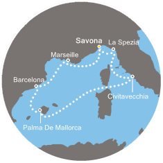 Itálie, Francie, Španělsko ze Savony na lodi Costa Smeralda
