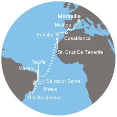 Francie, Španělsko, Maroko, Portugalsko, Brazílie z Marseille na lodi Costa Favolosa