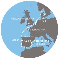 Španělsko, Portugalsko, Korunní závislé území Velké Británie, Belgie, Nizozemsko, Německo z Barcelony na lodi Costa Pacifica