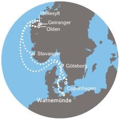 Německo, Dánsko, Norsko, Švédsko z Warnemünde na lodi Costa Favolosa