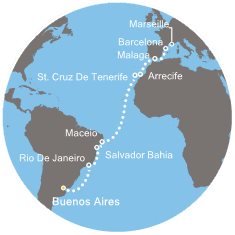 Argentina, Brazílie, Španělsko, Francie z Buenos Aires na lodi Costa Pacifica