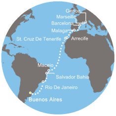Argentina, Brazílie, Španělsko, Francie, Itálie z Buenos Aires na lodi Costa Pacifica