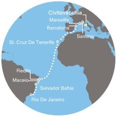 Itálie, Francie, Španělsko, Brazílie z Civitavecchia na lodi Costa Pacifica