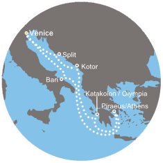 Itálie, Chorvatsko, Černá Hora, Řecko z Benátek na lodi Costa Deliziosa