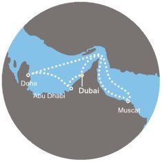 Spojené arabské emiráty, Omán, Katar z Dubaje na lodi Costa Diadema