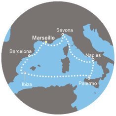 Francie, Itálie, Španělsko z Marseille na lodi Costa Diadema