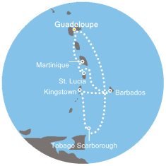 Guadeloupe, Trinidad a Tobago, Svatý Vincenc a Grenadiny, Barbados, Svatá Lucie, Martinik z Pointe-à-Pitre, Guadeloupe na lodi Costa Favolosa