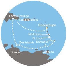Guadeloupe, , Dominikánská republika, Curacao, Bonaire, Grenada, Barbados, Svatá Lucie, Martinik z Pointe-à-Pitre, Guadeloupe na lodi Costa Favolosa