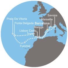Španělsko, Portugalsko, Itálie, Francie z Barcelony na lodi Costa Fortuna