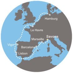 Itálie, Francie, Španělsko, Portugalsko, Německo ze Savony na lodi Costa Fortuna