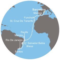 Španělsko, Portugalsko, Brazílie z Barcelony na lodi Costa Fascinosa