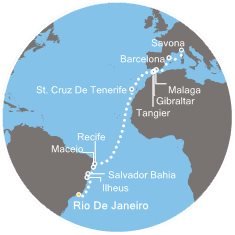 Brazílie, Španělsko, Maroko, Velká Británie, Itálie z Rio de Janeira na lodi Costa Fascinosa