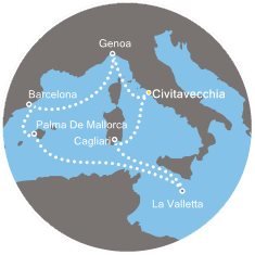 Itálie, Španělsko, Malta z Civitavecchia na lodi Costa Pacifica