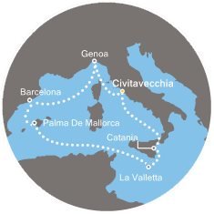 Itálie, Španělsko, Malta z Civitavecchia na lodi Costa Pacifica