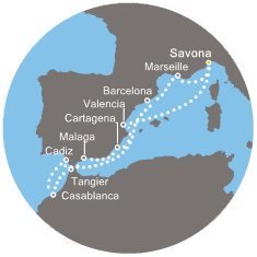 Itálie, Francie, Španělsko, Maroko ze Savony na lodi Costa Favolosa