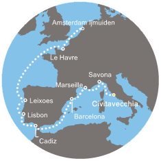 Itálie, Francie, Španělsko, Portugalsko, Nizozemsko z Civitavecchia na lodi Costa Favolosa