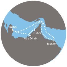 Katar, Spojené arabské emiráty, Omán z Dohy na lodi Costa Diadema