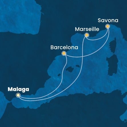 Španělsko, Francie, Itálie z Málagy na lodi Costa Pacifica