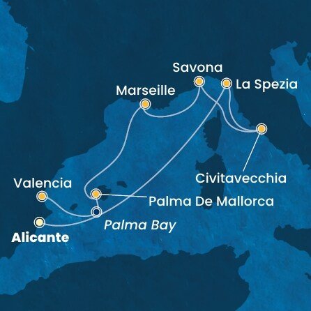 Španělsko, Itálie, Francie z Alicante na lodi Costa Pacifica