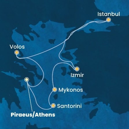 Řecko, Turecko z Pirea na lodi Costa Fortuna