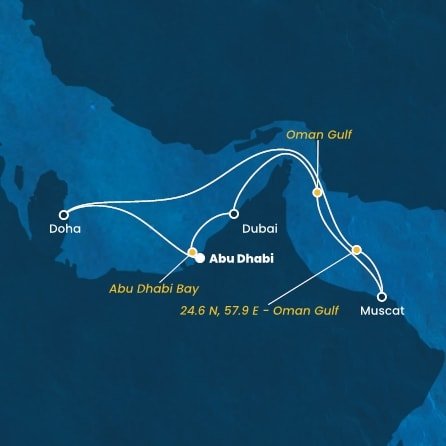 Spojené arabské emiráty, , Omán, Katar z Abu Dhabi na lodi Costa Smeralda