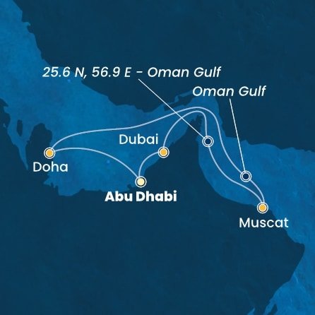 Spojené arabské emiráty, Omán, Katar z Abu Dhabi na lodi Costa Smeralda