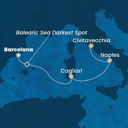 Španělsko, Sardinie, Itálie z Barcelony na lodi Costa Smeralda