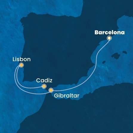Španělsko, Velká Británie, Portugalsko z Barcelony na lodi Costa Diadema