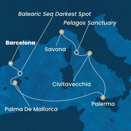 Španělsko, Itálie z Barcelony na lodi Costa Smeralda