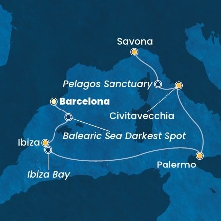 Španělsko, Itálie z Barcelony na lodi Costa Toscana