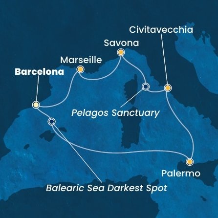 Španělsko, Itálie, Francie z Barcelony na lodi Costa Toscana