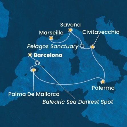 Španělsko, Itálie, Francie z Barcelony na lodi Costa Smeralda