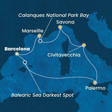Španělsko, Itálie, Francie z Barcelony na lodi Costa Smeralda