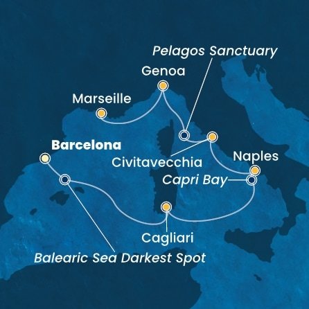 Španělsko, Itálie, Francie z Barcelony na lodi Costa Smeralda
