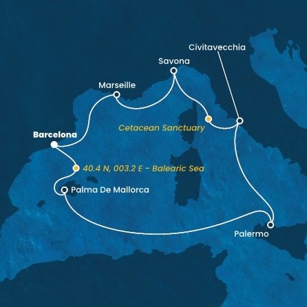 Španělsko, Itálie, Francie z Barcelony na lodi Costa Toscana